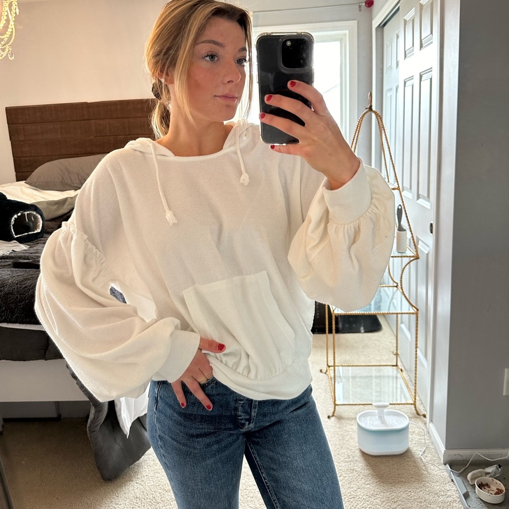 Free people terry cloth hooded pullover
